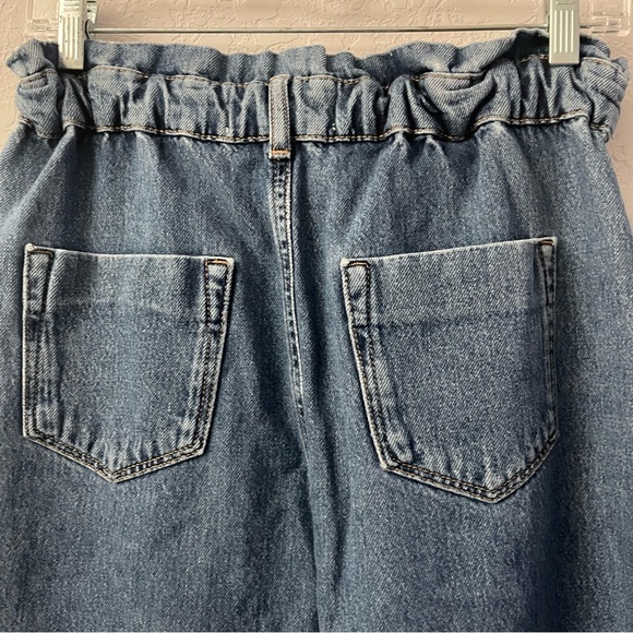 Zara Woman’s Paper Bag Denim Jeans Blue Wash Size:2 Preloved - Picture 9 of 12